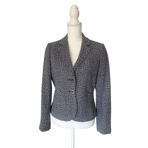 Calvin Klein Jacket Womens Size 6 Black White Tweed Bouclé Single-Breasted Lapel